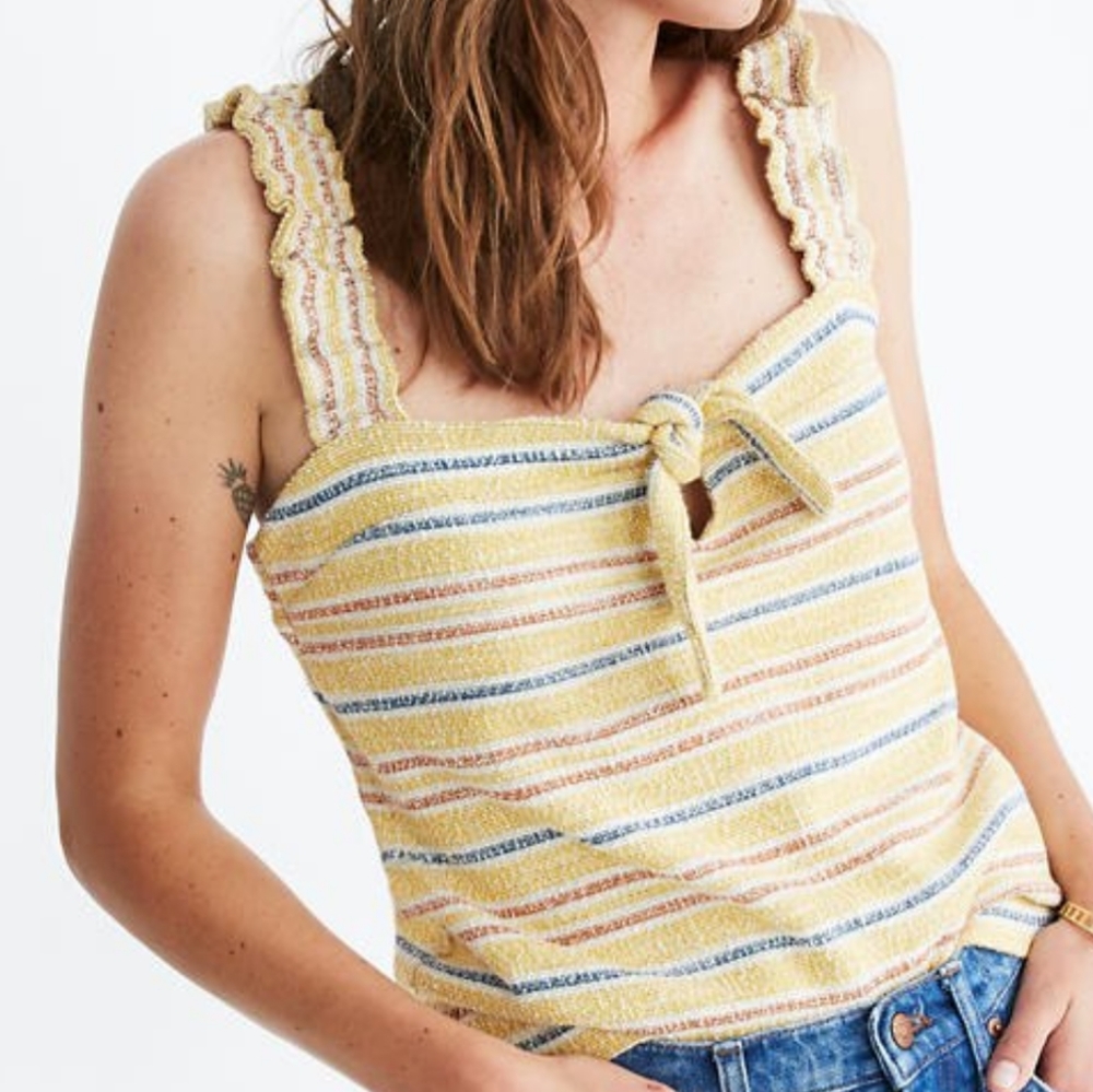 MADEWELL M Tie-Front Tank Top In Smithfield Medium NWT